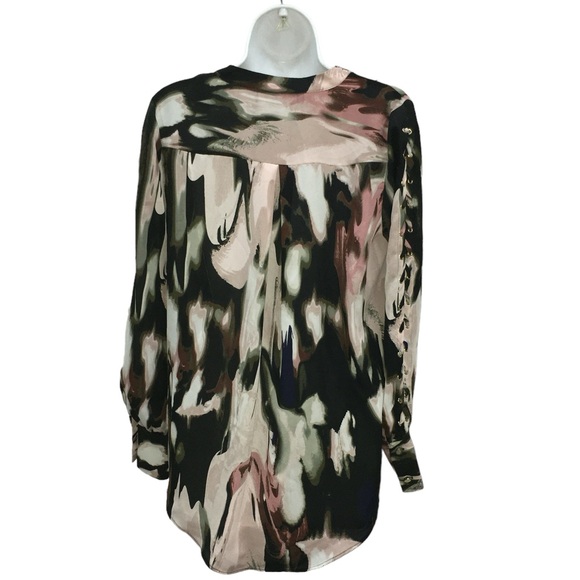 Jennifer Lopez  Multicolor Water Color Laced Sleeves Hi Lo Top - Women’s Small - Picture 12 of 16